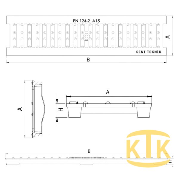 Döküm Yağmur Suyu Izgarası 350x500x45 mm (DI.3545-D)
