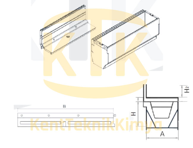AK-FDK-3070-B125 Fuga Drenaj Kanalı 300x1000x70 (B125) - Kent Teknik Kimya